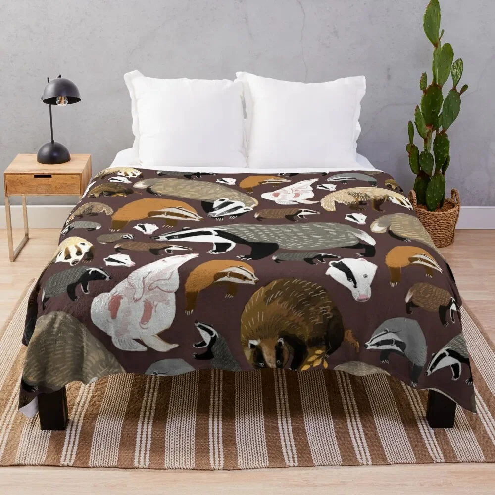 

European Badger Throw Blanket Fluffy Blankets Large Bed Fashionable Blanket