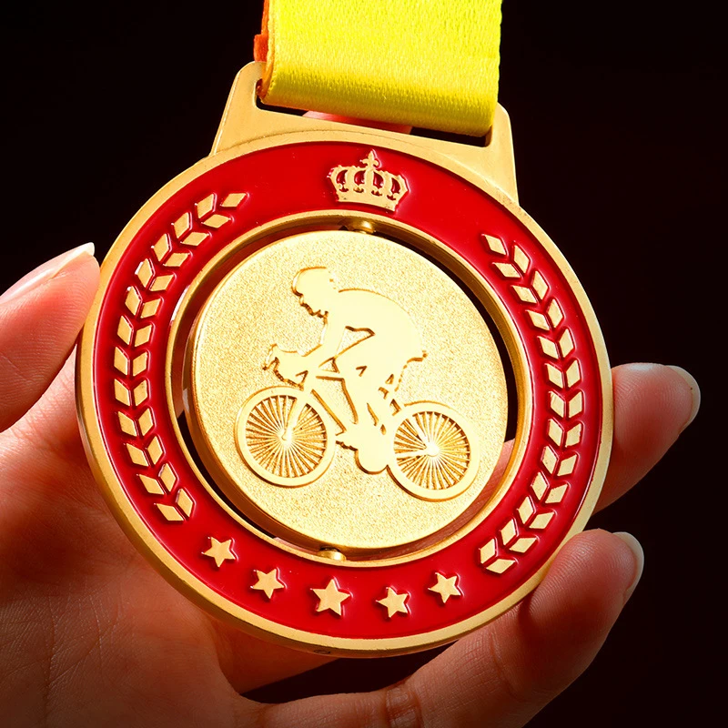 Cycling Medals Award With Neck Ribbon Bulk Prize Gift School Sports Souvenir Gold Medal Awards  Craft Blank Factory Custom Made