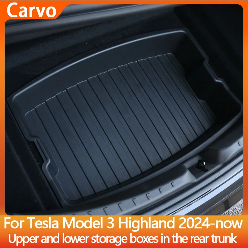 

For New Tesla Model 3 Highland 2024 Trunk Storage Box Double-Layer Rear Trunk Organizer Tray Parts Car Rear Trunk Accessories