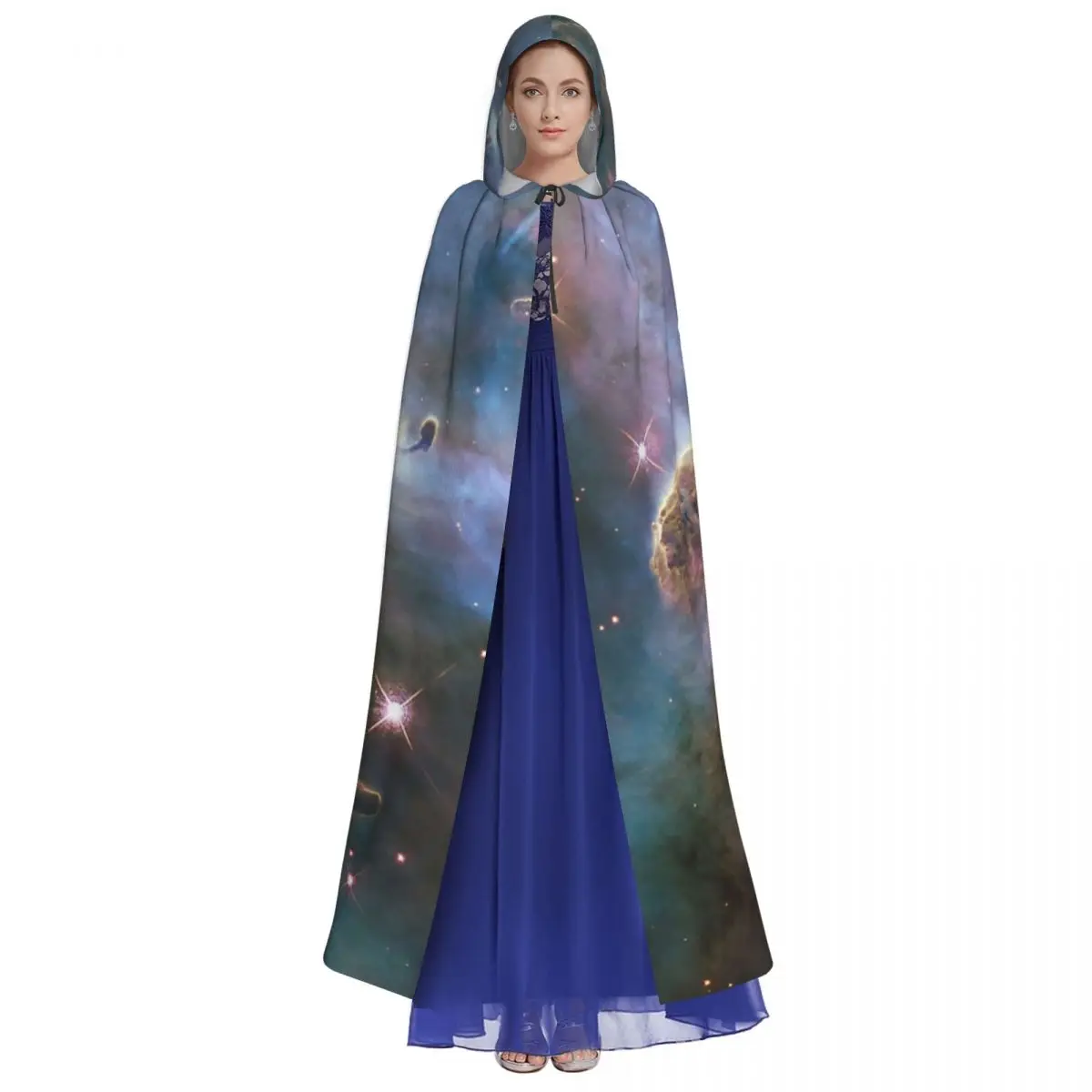 Mystic Mountain Nebula Hooded Cloak Halloween Party Cosplay Woman Men Adult Long Witchcraft Robe Hood