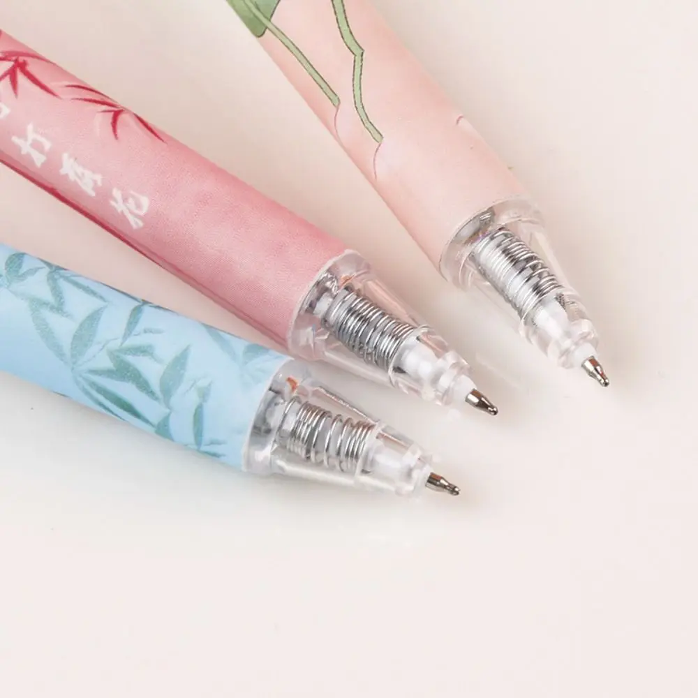 

6PCS/Set High Quality ST Tip Gel Pen Soft Grip 0.5mm Black Ink Neutral Pen Chinese Style Press Type Signature Pen School Office