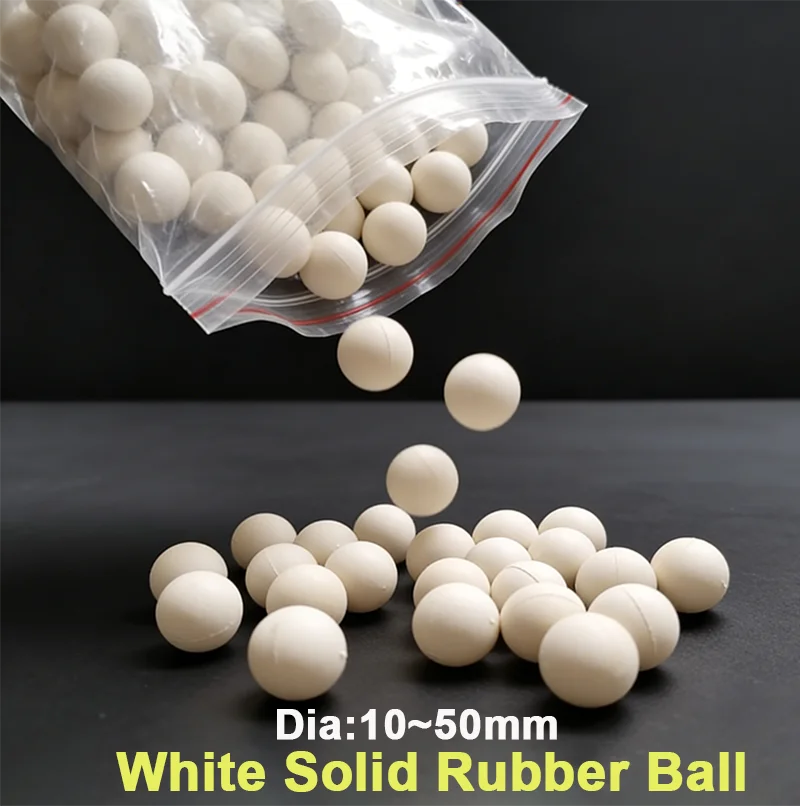 1-300Pcs White Solid Rubber Ball Bouncy Ball 10 15 18 20 22-50mm High Elastic Wear Resistant Industrial Vibrating Screen Balls