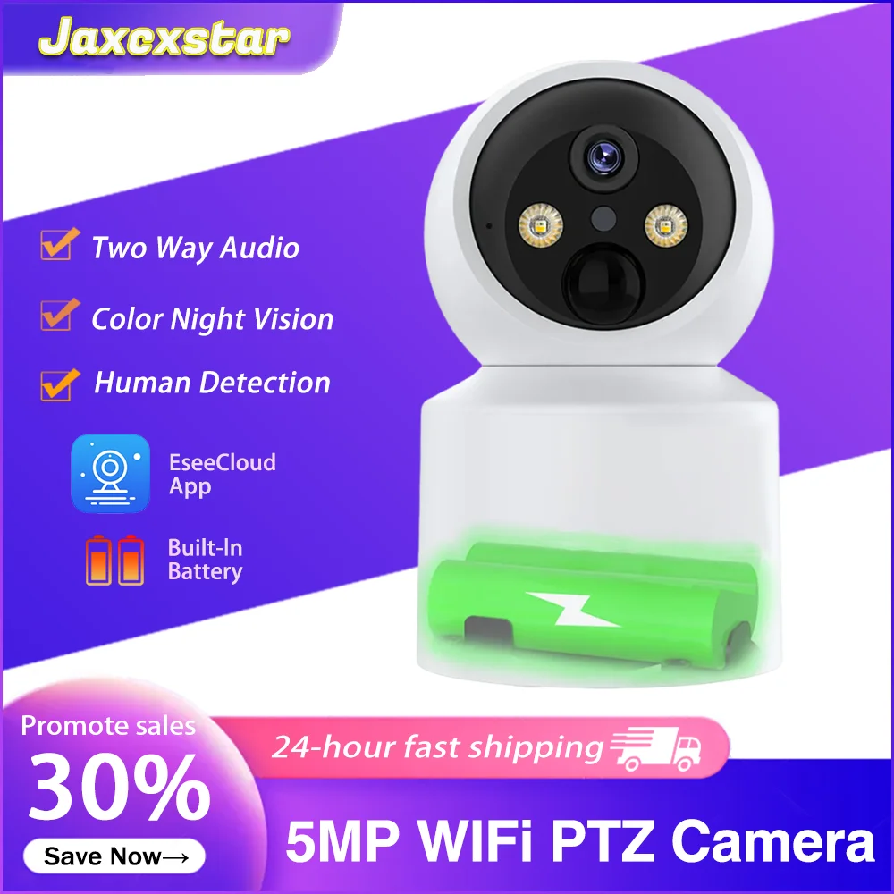 

WiFi IP Camera 5MP Baby Monitoring Built-in Battery Wireless PTZ HD Human Detection Camera Home Secuiry Surveillance Video ccam