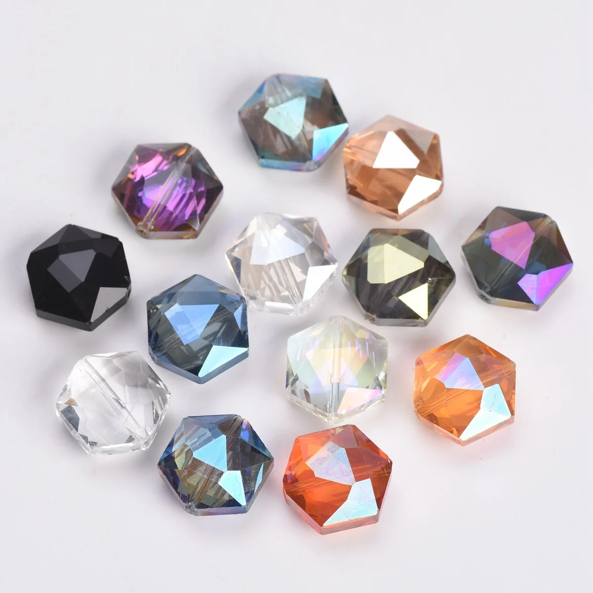 

Hexagon Shape Faceted Crystal Glass 12mm 16mm 20mm 22mm Loose Crafts Beads for Jewelry Making DIY Crafts Findings