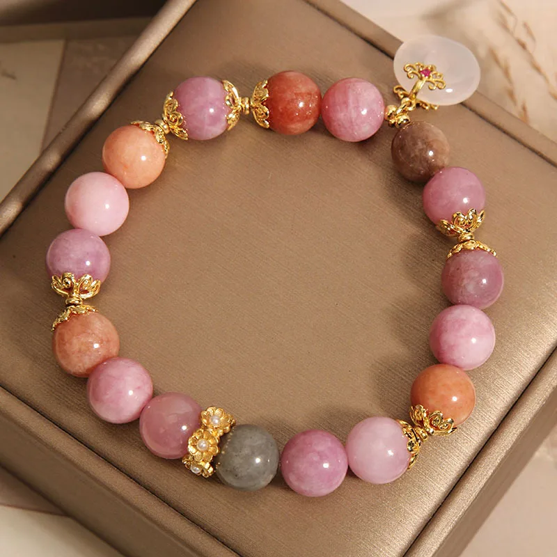 Exquisite Macaron Tourmaline Bracelet Female Instagram Influencer Retroluxury Safety Buckle Pendant Accessory Gift