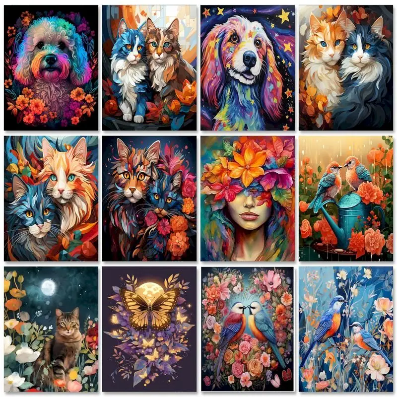 

GATYZTORY 60x75cm Diy Frame Painting By Numbers For Adults Colorful Animals Canvas Painting Handpainted Kit Colour By Numbers