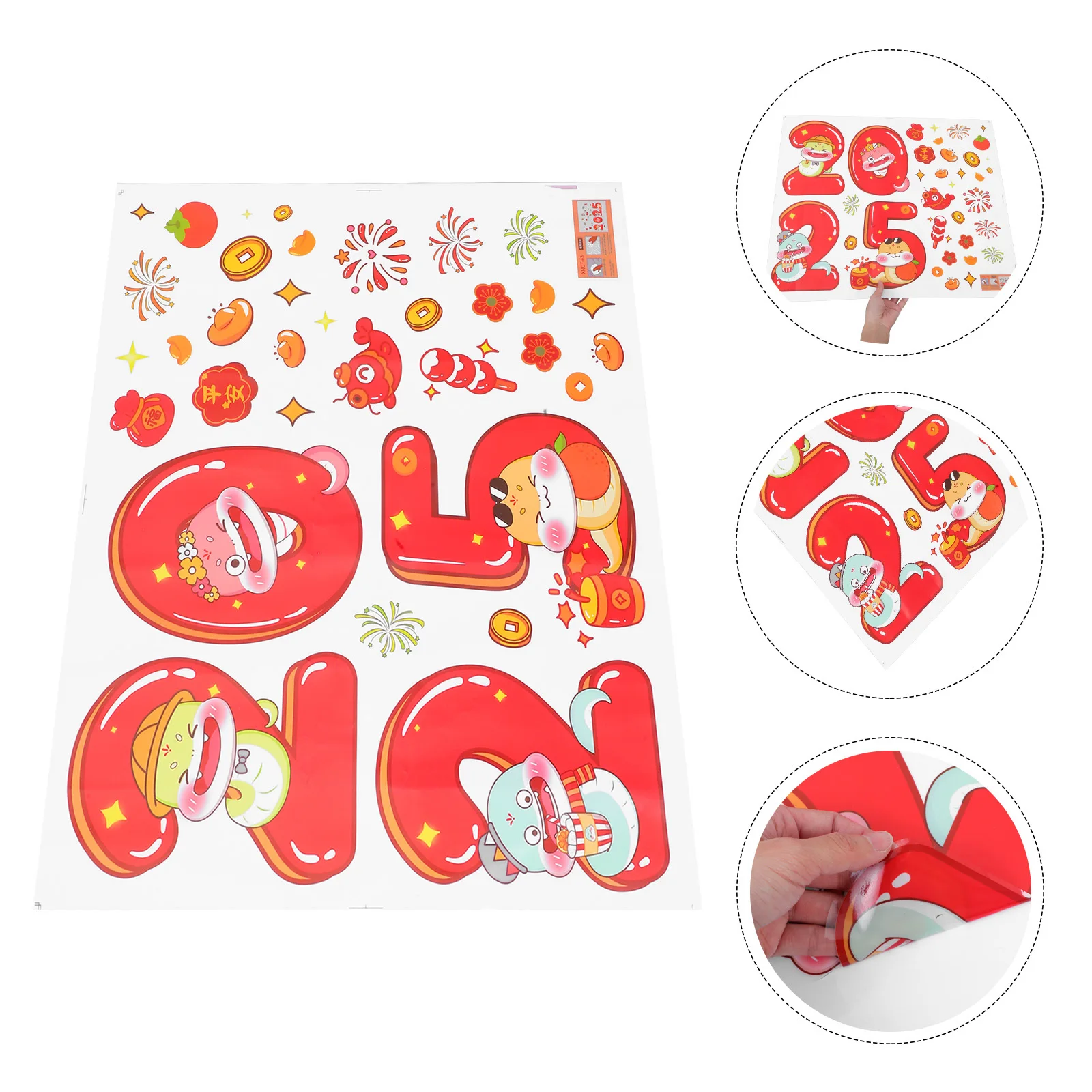 

2025 Lunar New Year Snake Theme Window Clings Reusable Static Stickers for Glass Surfaces Home Business Decor Spring Festival