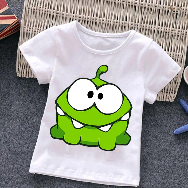 Om Nom Baby Girl Boy Cartoon Game Cut The Rope T-Shirt Children Funny Frog Short Sleeve Top Tees O Neck Kids Harajuku Tshirt top