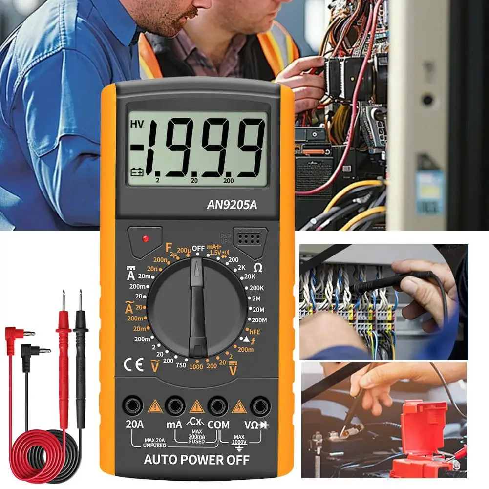 DT9205A Digital Multimeter High Precision Auto-Ranging, Backlight Current Resistance Probe with Measures Voltage P0G7