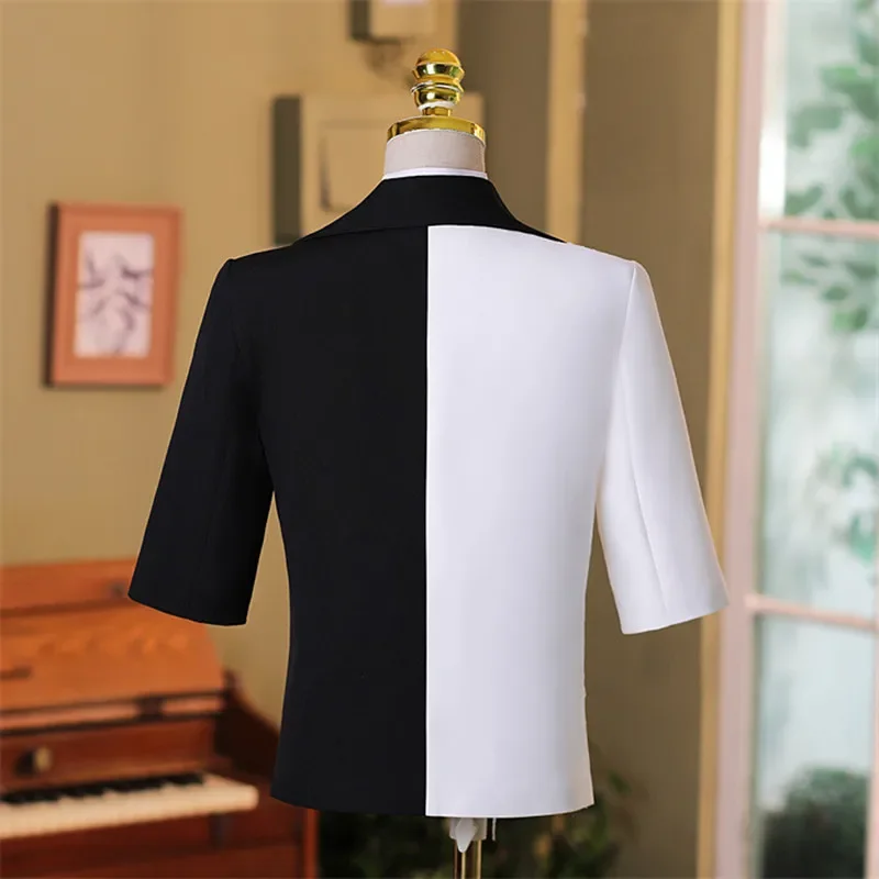 2024 New Children's Sequins Catwalk Suits Wedding Birthday Party Host Piano Performs a Walk Show Tuxedo Boys Blazer Sets A4113