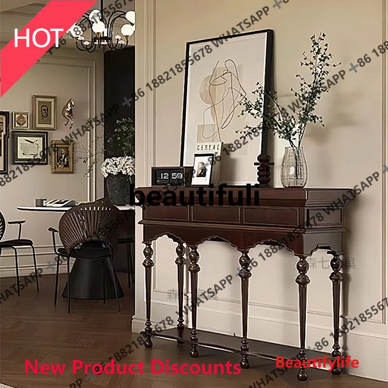 

D53 French vintage solid wood entryway cabinet living room wall storage cabinet vintage sideboard