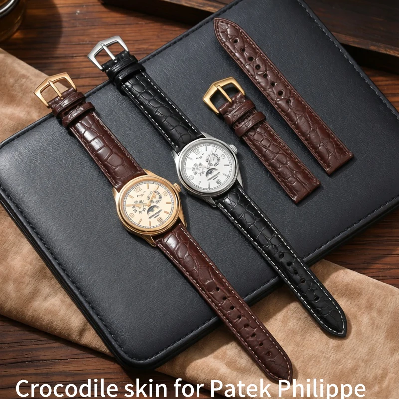 Alligator leather watchband for PP Patek Philippe Grand Complications NAUTILUS Crocodile leather watch strap Replace Wristbands