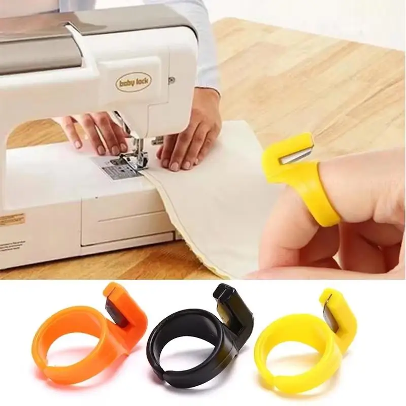 Sewing Finger Thimble Thread Cutters 5pcs Eco-friendly Plastic Blade Rings for DIY Quilting Mending Sewing Projects