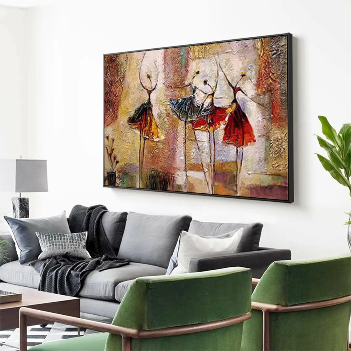 Abstract Ballet Girls Oil Painting On Canvas Dress Dancer Custom Texture Hand Painted Painting Ballerina Wall Art Home Decor