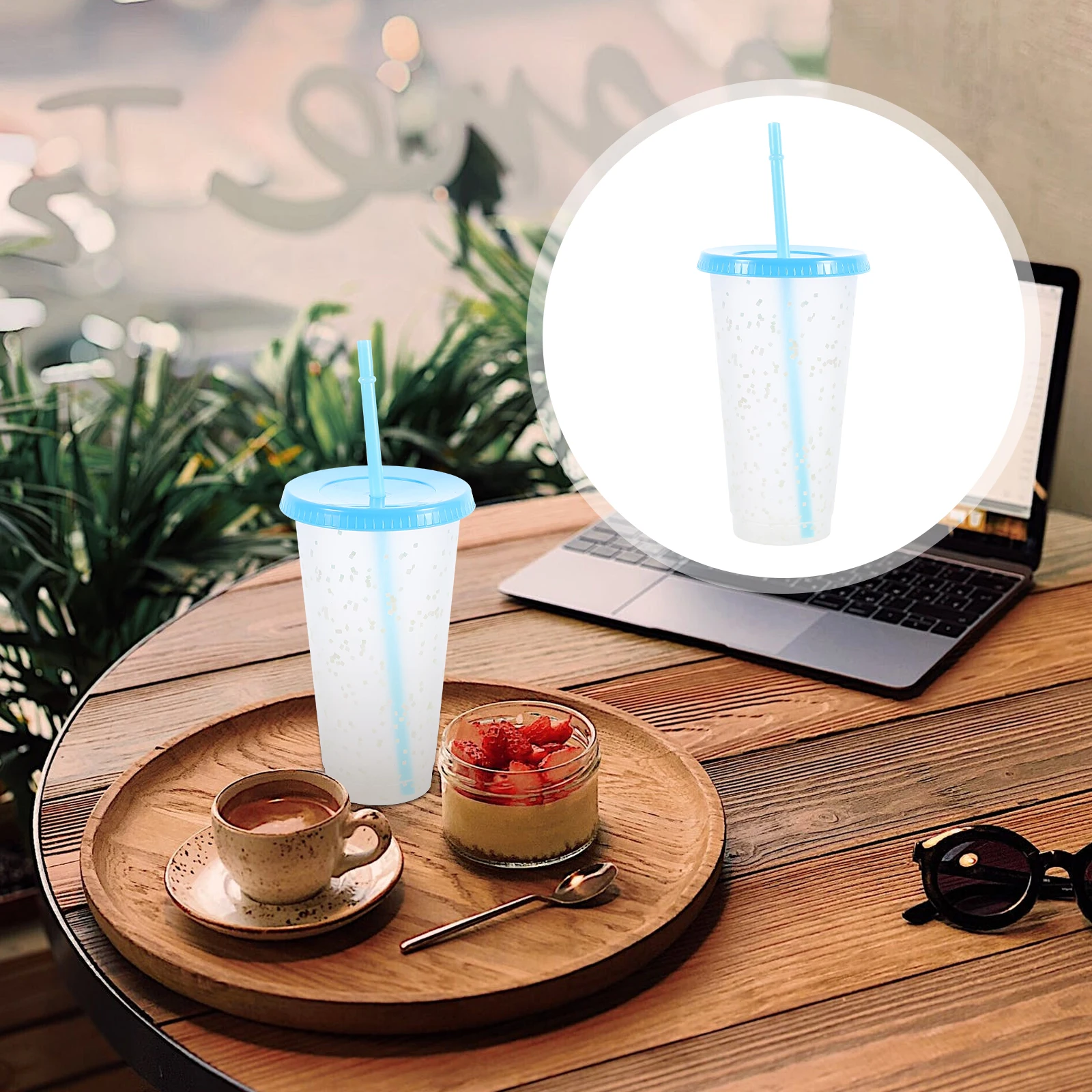 

Thermochromic Sippy Cups Heat Discoloration Water Bottle Changing Color Plastic Straw Coffee Mug Durable Compact Size Suitable