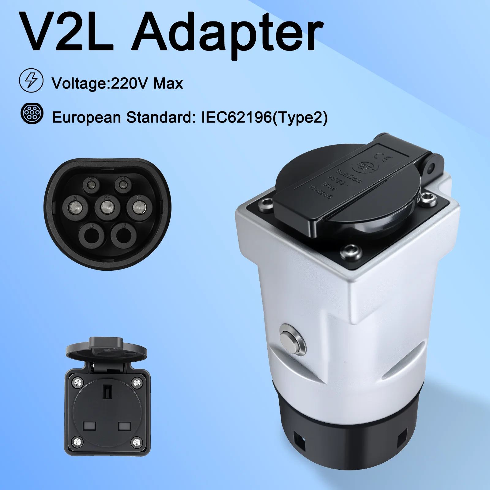GUWIEYG V2L مفرغ المملكة المتحدة المقبس ل Type2 مفرغ سيارة EV مهائي كابلات دعم MG BYD SAMRT ZEEKR مركبة لتحميل نوع 2