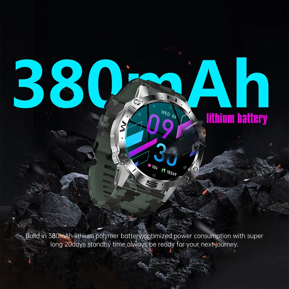 K59 สมาร์ทนาฬิกาสําหรับผู้ชายผู้หญิงSmartwatch 1.43 "หน้าจอAMOLEDนาฬิกาข้อมือนาฬิกาข้อมือกลางแจ้งสร้อยข้อมือฟิตเนสนาฬิกาอิเล็กทรอนิกส์