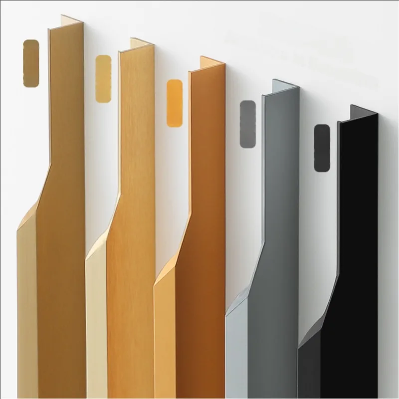 300mm-1000mm 5 Color Aluminum Alloy Hidden Thumb Handle No Slot Modern Luxury Invisible Pulls For Wardrobe Cabinet Drawer
