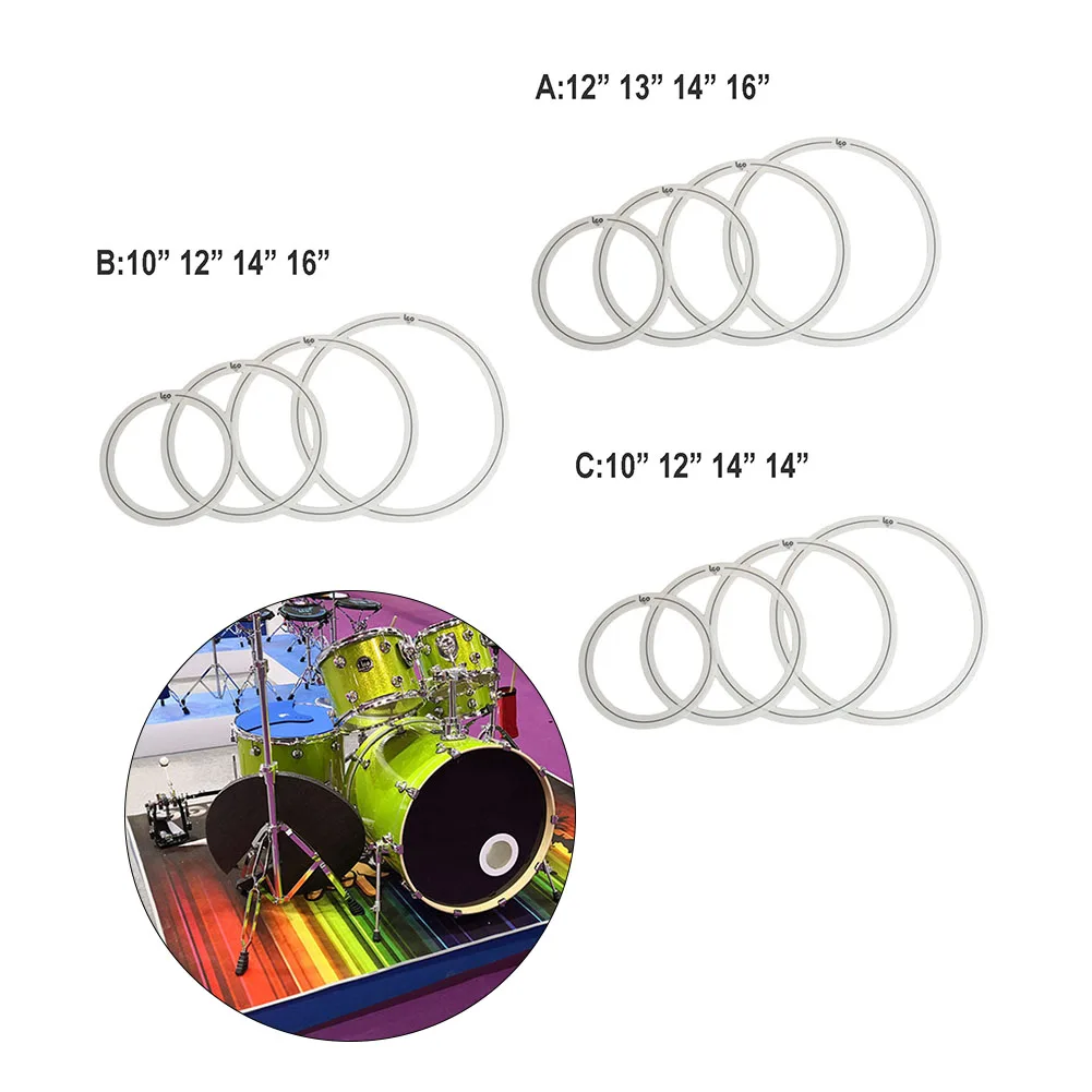 Discover the Power of Drum Control Rings Set of 4 Drum Tone Control Rings Sizes 12/13/14/16in Perfect for All Drum Styles