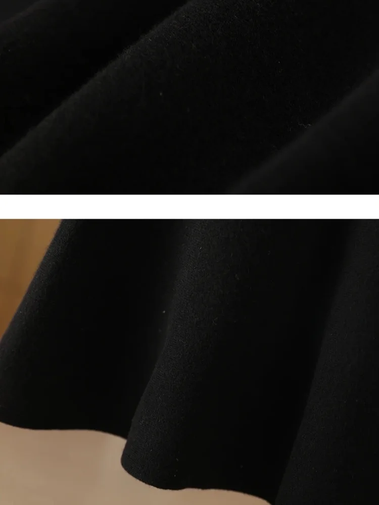

Sweet Skirt Women's Miniskirt 100% Merino Wool Skirt Autumn Winter Skirts Wave A-Line Skirts Elastic Waist Female Knitted Dress