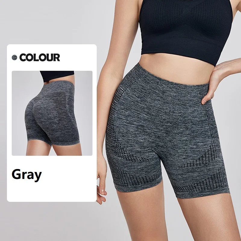 Women Yoga Shorts peach hip pleated hip-lifting high-waisted Fitness Shorts Seamless One-piece Woven Sports Shorts Green Orange