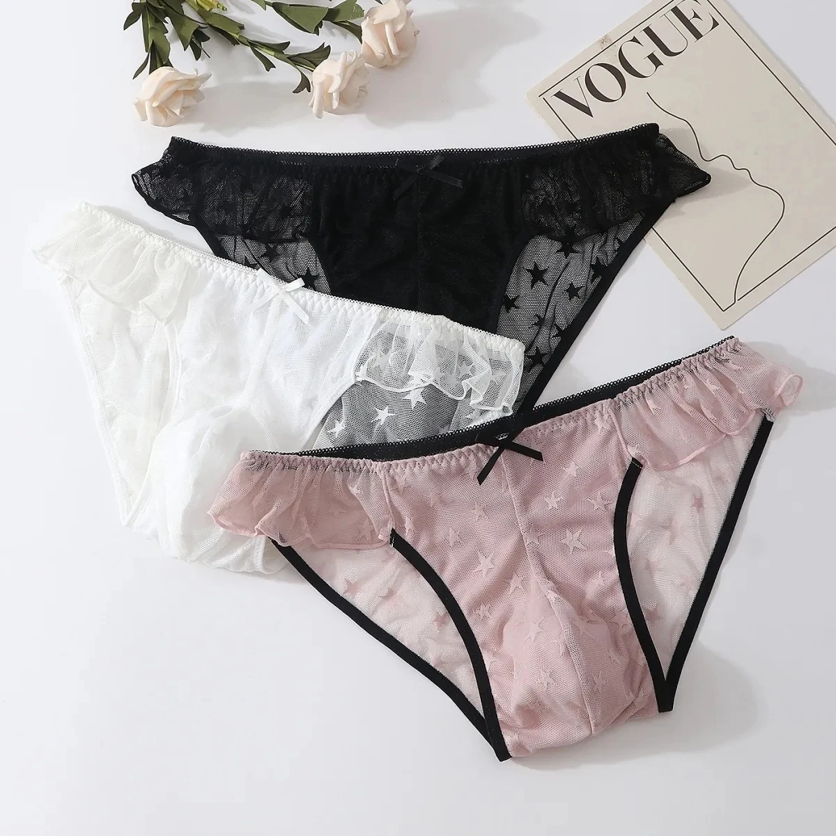Man's Mesh Lace Sexy Panty Briefs Live Show Dance BF Gifts LGBQT Group FKK Private Party Club Model