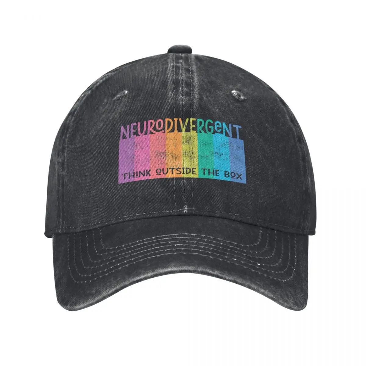 Colorful Neurodivergent Rainbow Design Baseball Cap hiking hat Snap Back Hat Mens Tennis Women's