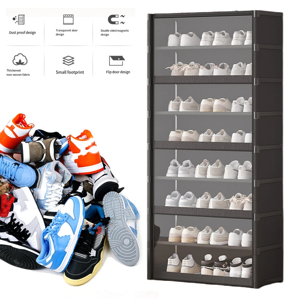 

Multi-Layer Shoe Storage Shelf 9-Tier Shoe Rack with Clear Cover for Entryway Closet Bedroom Hallway Holds 18 Pairs Shoes