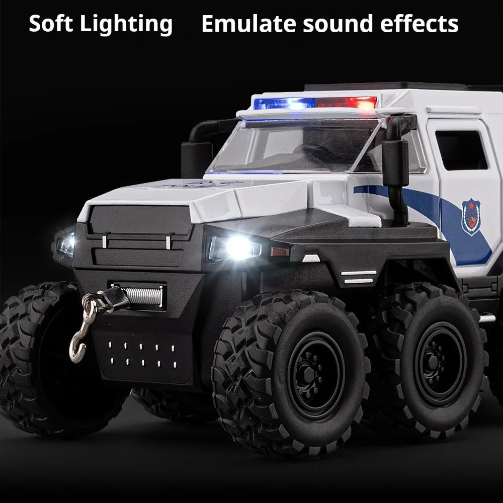 1:32 Conqueror SWAT Police Car Model Toys Metal Diecast Off-road Vehicles Sound Light Pull Back Doors Opened Educational Models view 5
