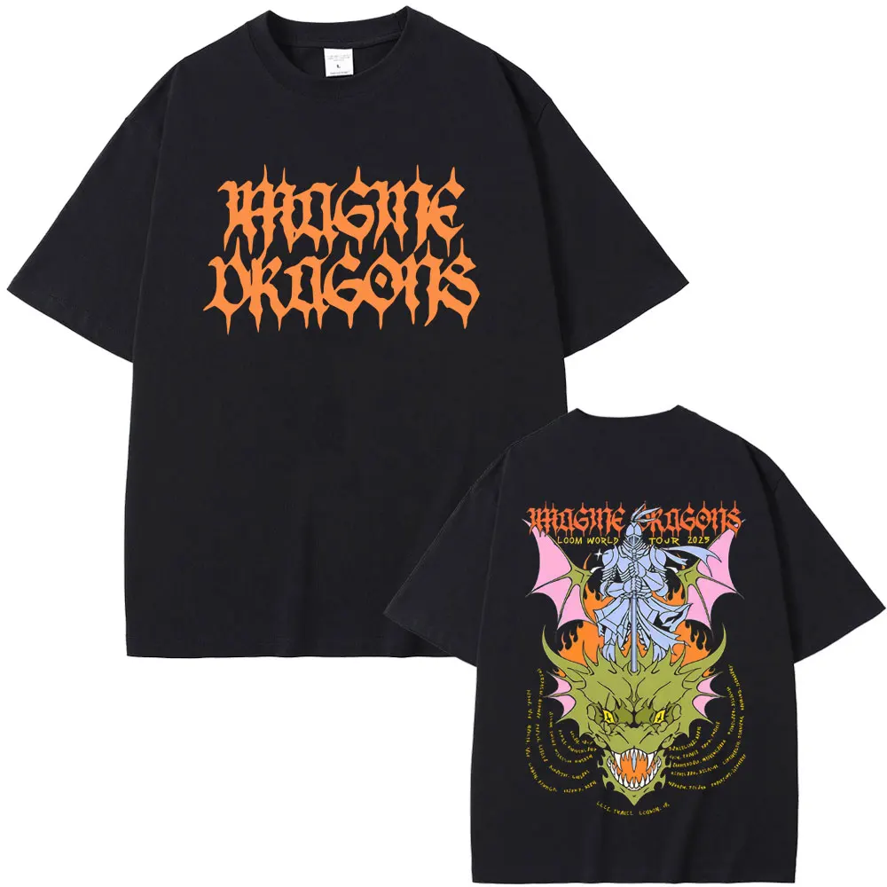 

Limited Imagine Dragons Loom World Tour 2025 T-shirt Men Women Vintage Rock Oversized Tshirt Male Hip Hop Gothic Casual T Shirts