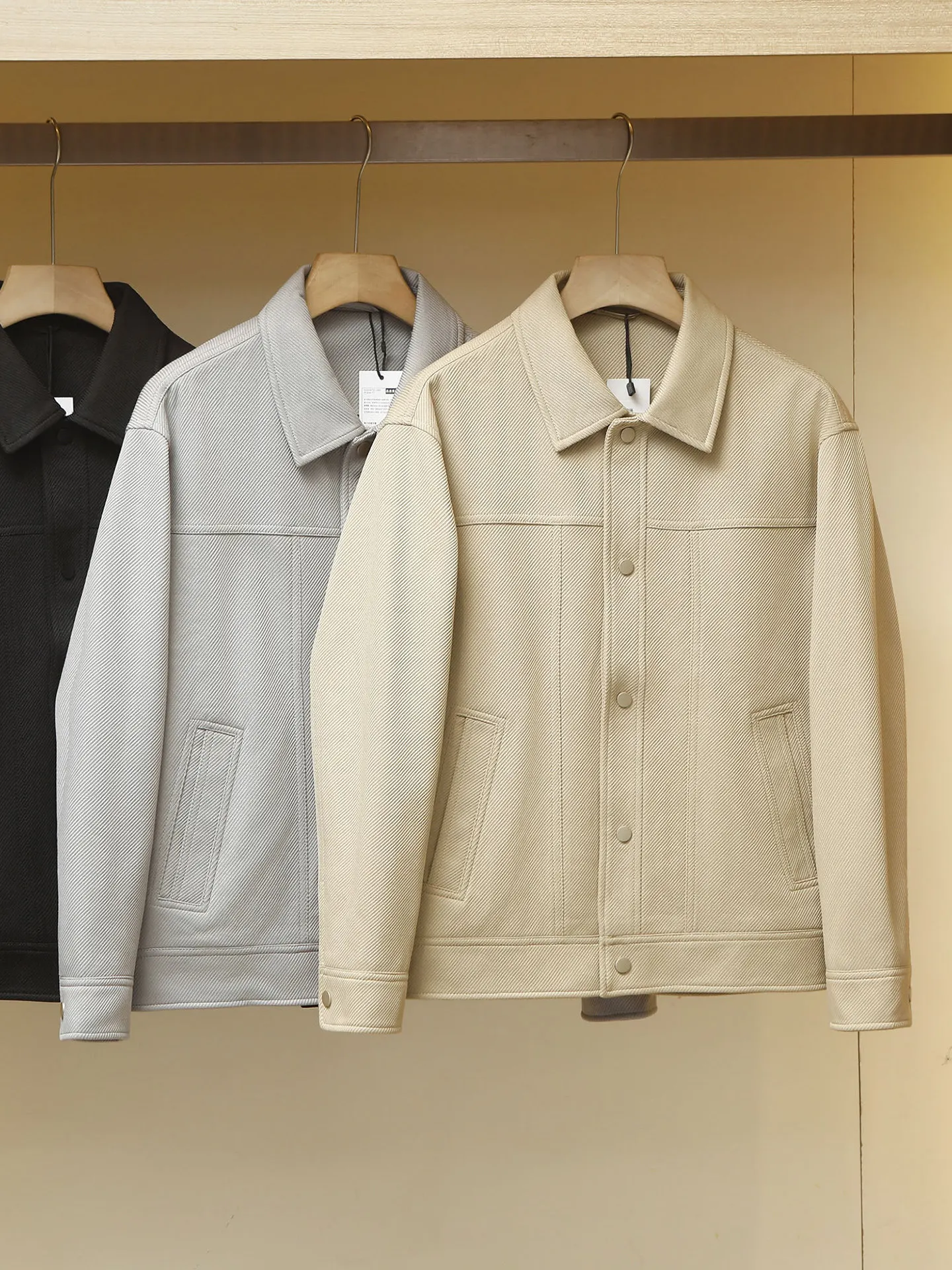 

Casual Loose Men's Jaet Faion Twill Texture Lapel Spring New American High End Admin Striped Pattern Polyester Fiber