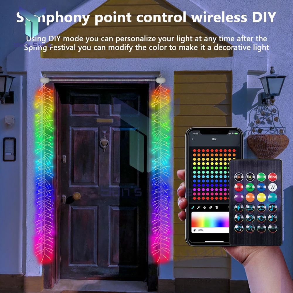 Smart LED RGB Ceiling Chandelier Waterproof Home Decoration String Lights DIY Picture Display Music Rhythm APP Control