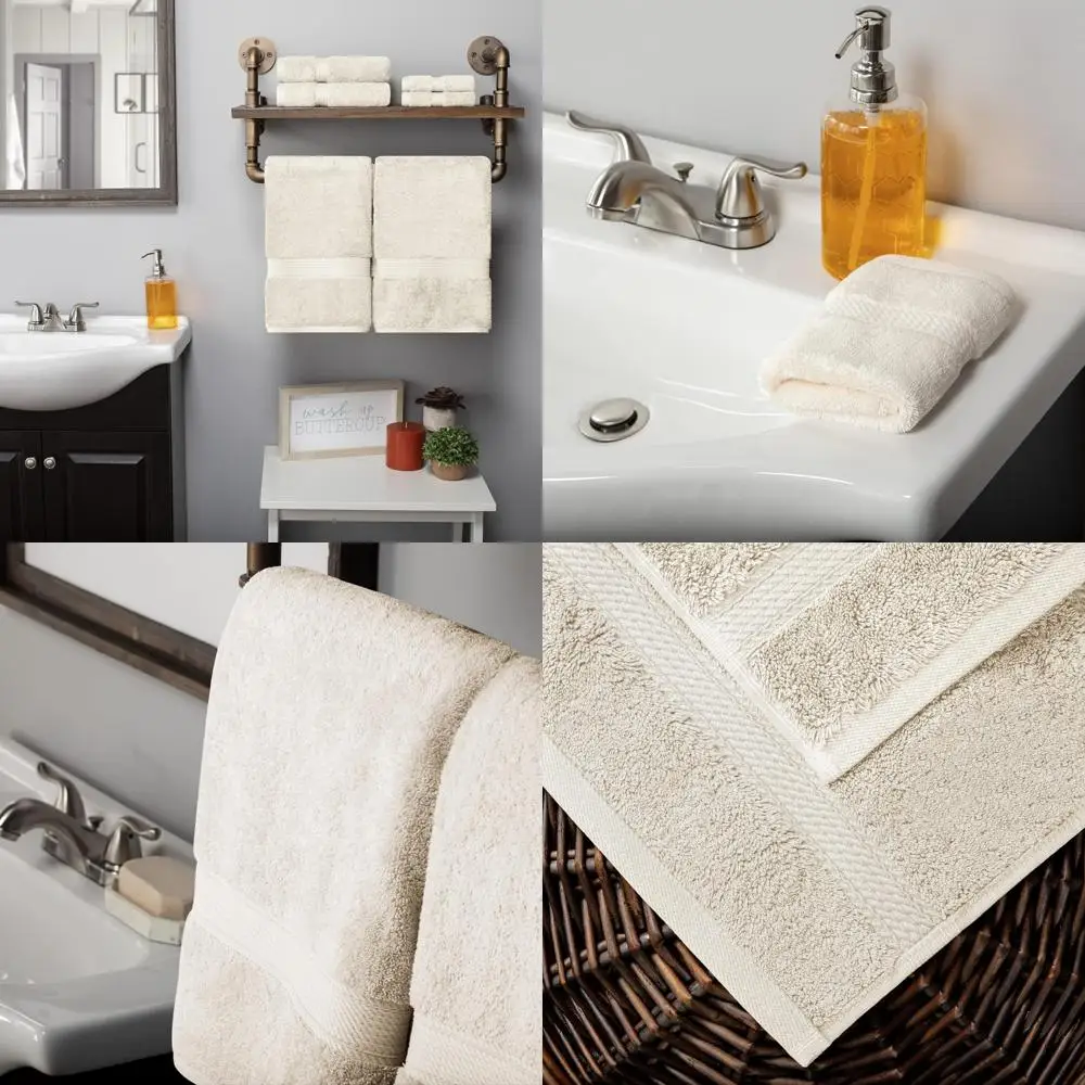 

Egyptian Cotton Luxury Towel Set, 6-Piece Assorted Bath Towels, 30x55 and 20x40 for Shower and Bathroom Use