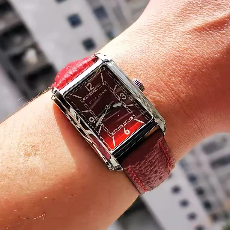 2025 New High Quaity 27MM Specht & Söhne Square Men's Watch Sweep VH31 Movt Steel Reloj Hombre Sapphire Crystal Waterproof