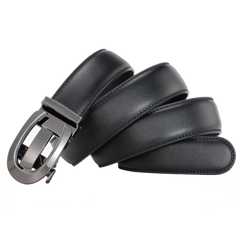 Cintura in pelle da uomo Premium 2025 - Cinturino per pantaloni eleganti con fibbia automatica da lavoro - Chiusura regolabile in lega per ufficio (Nero/Marrone)