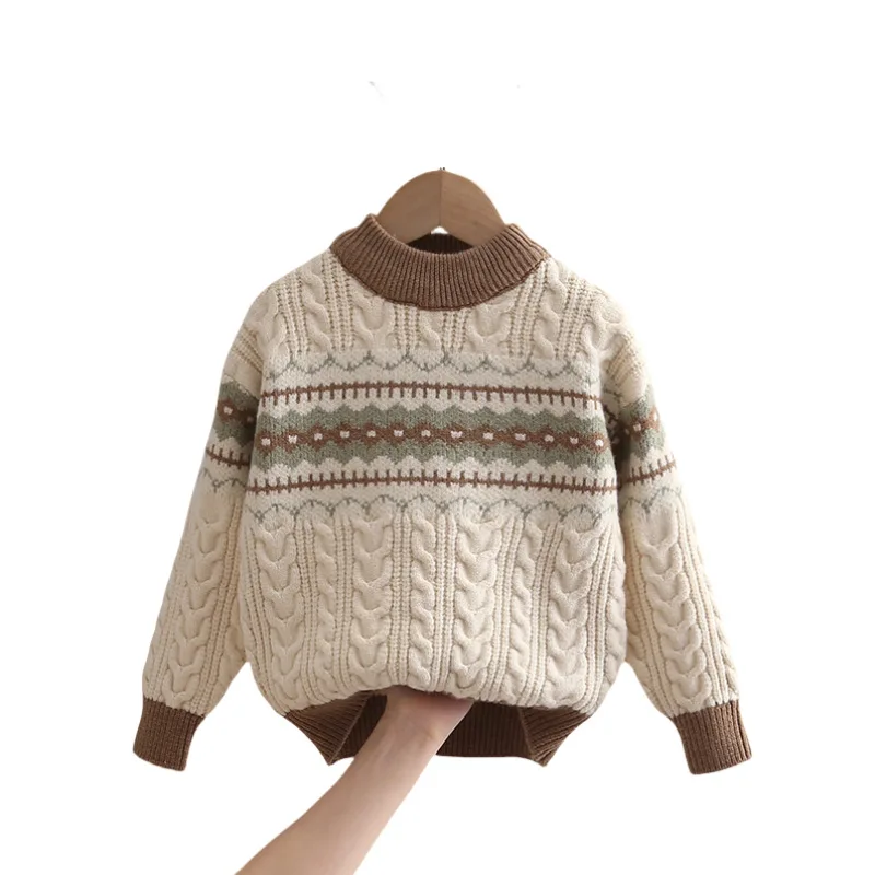 Boys Pullover Sweaters Spring Autumn 2025 Children Woolen Jersey Outerwear Tops For Baby Clothing Kids Knitted Sweater Teenagers