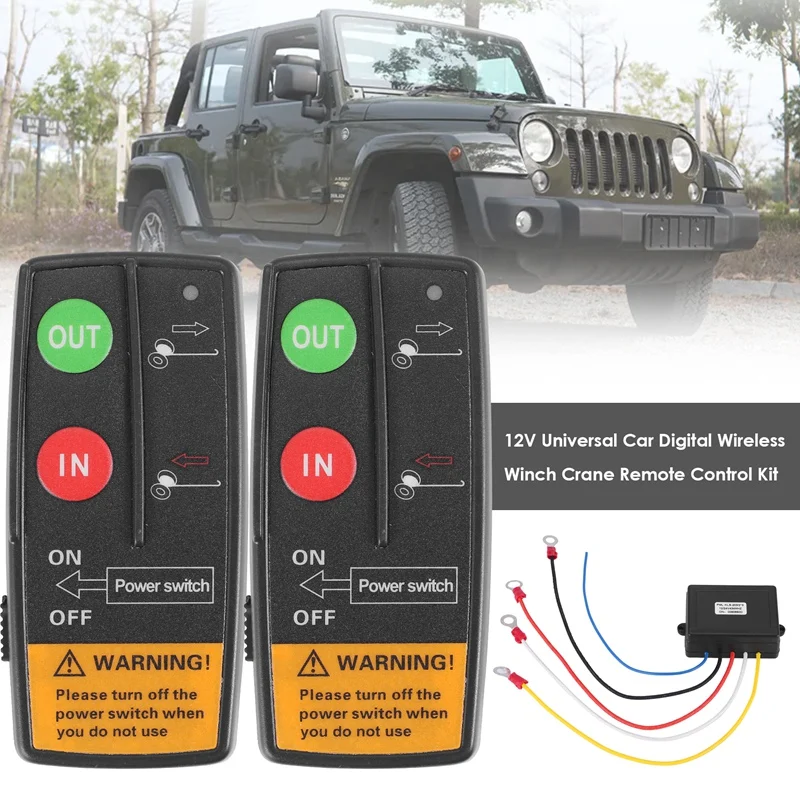 

3 Set 12V Universal Car Digital Wireless Winch Crane Remote Control Controller Recovery Kit W/ Twin Handset Remote Rang