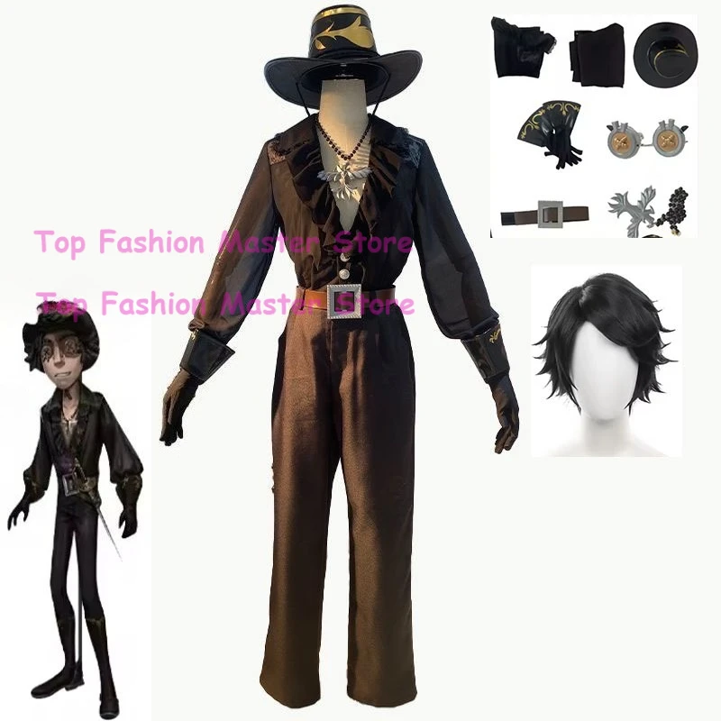 

Norton Campbell Cosplay Game Identity V Prospector Costumes Survivor Black Tulip Skin Hat Uniforms Wig Set Party Clothes for Man