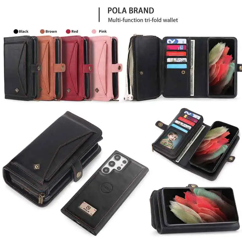 

Magnetic Wallet Leather Case For Samsung S9 S10 S20 S21 S22 S23 Galaxy S9plus S10plus S10e S20plus S21ultra S22plus Phone Bag