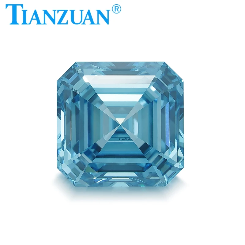 1.5ct Lab Grown Diamond CVD Asscher Cut Fancy Vivid Blue Color VVS1 3EX Loose Gemstone Bead with GEMID Certified