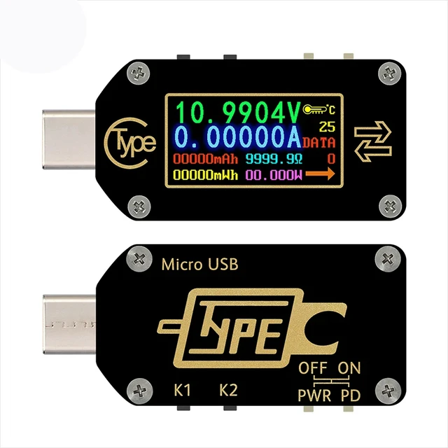 RD TC66/TC66C Type-C PD Trigger Cyfrowy amperomierz napięcia Miernik pojemności Multimetr 2-drożny pomiar Ładowarka Tester USB akumulatora