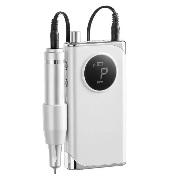 Electric Rechargeable Nail Drill, 40,000RPM Portable CordlNail E File Machine, LCD-Display Acrylic Gel Grinder Tool with 6