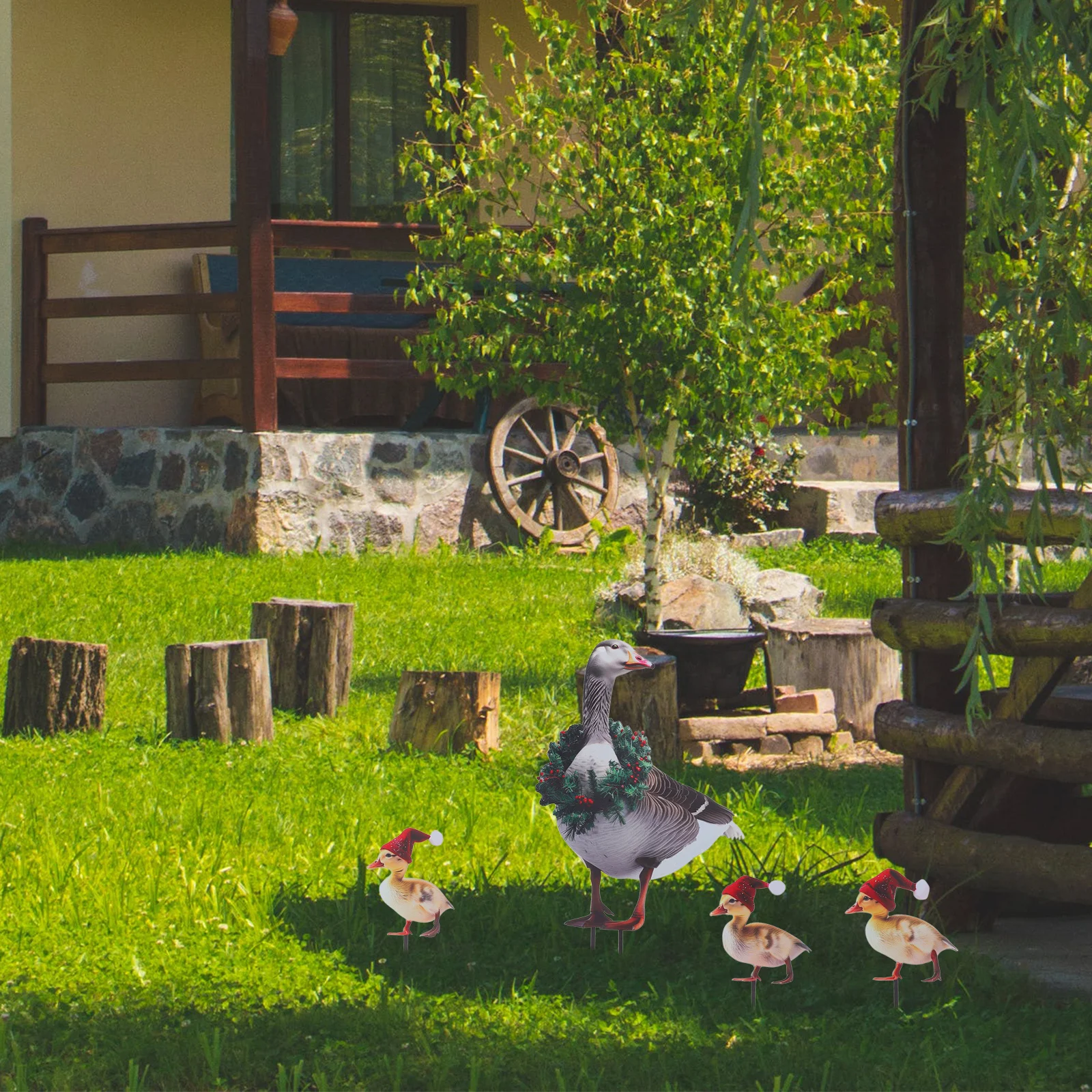 

4Pcs Metal Garden Stake Decor Cute Weather Resistant Outdoor Lawn Ornament for Festive Holiday Display