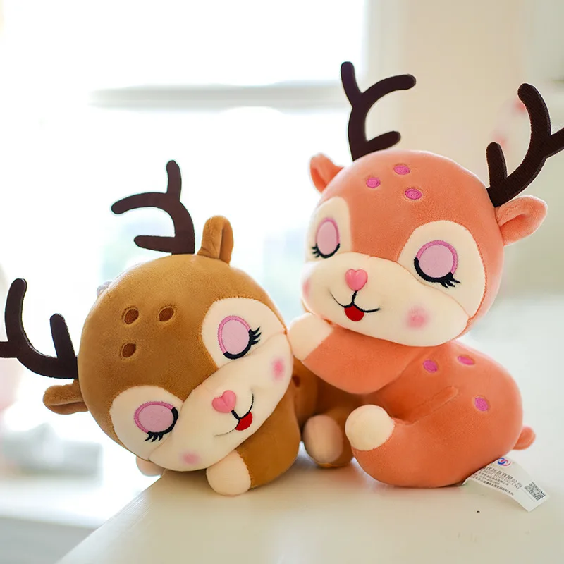 

25cm Sika Deer Plush Toys Realistic Desktop Decorative Ornament Kawaii Sleep Companion Christmas Party Decoration Birthday Decor