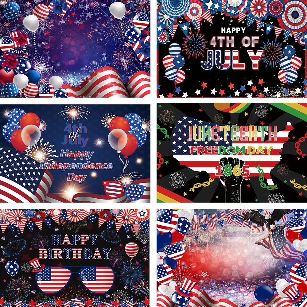 Mehofond Independence Day Backdrop July 4th US Flag Festival Poster Decoration Happy Birthday Photo Studio Photocall Props