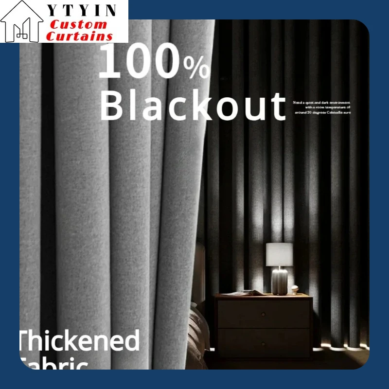 

Waterproof Garden Custom Size Blackout Both Sides Linen Curtains for Living Room Bedroom Thick Curtains Drapes Window Curtain