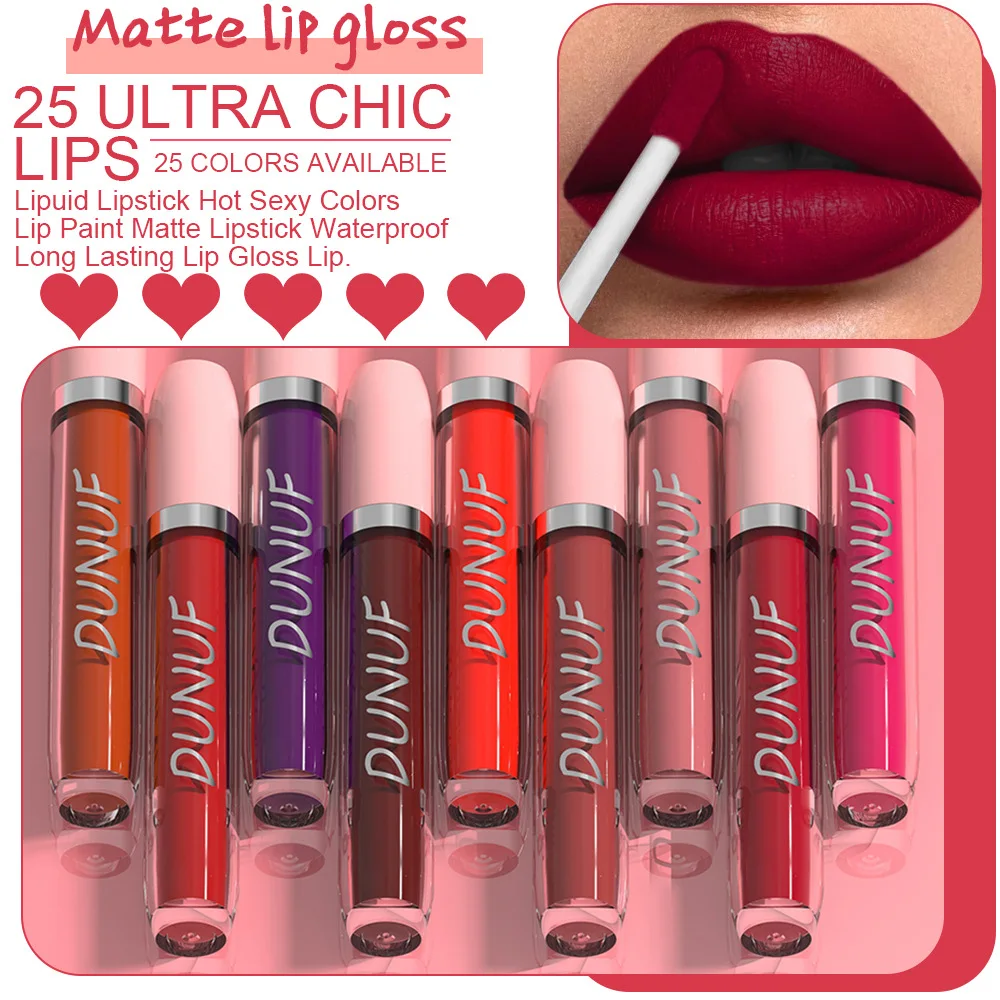 ملمع شفاه مخملي غير لامع مكون من 25 لونًا، سريع الجفاف وخفيف الوزن، تغطية قابلة للبناء للحفلات وحفلات الزفاف والمناسبات الخاصة طوال اليوم