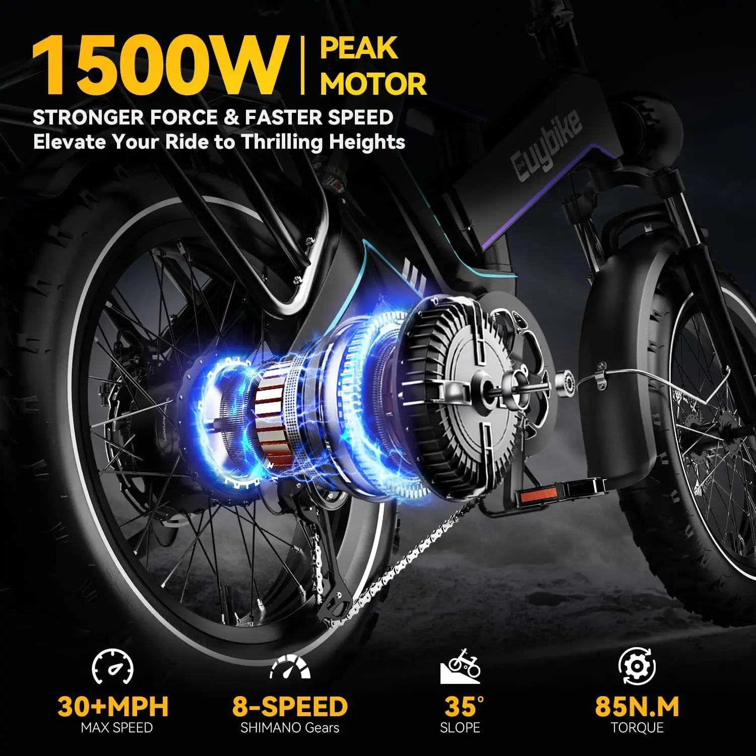 Adult Folding Electric Bicycle1500W 48V 20AH 20 Inch Fat Tire Magnesium Alloy Full Suspension Hydraulic Disc Brake Mountain Bike