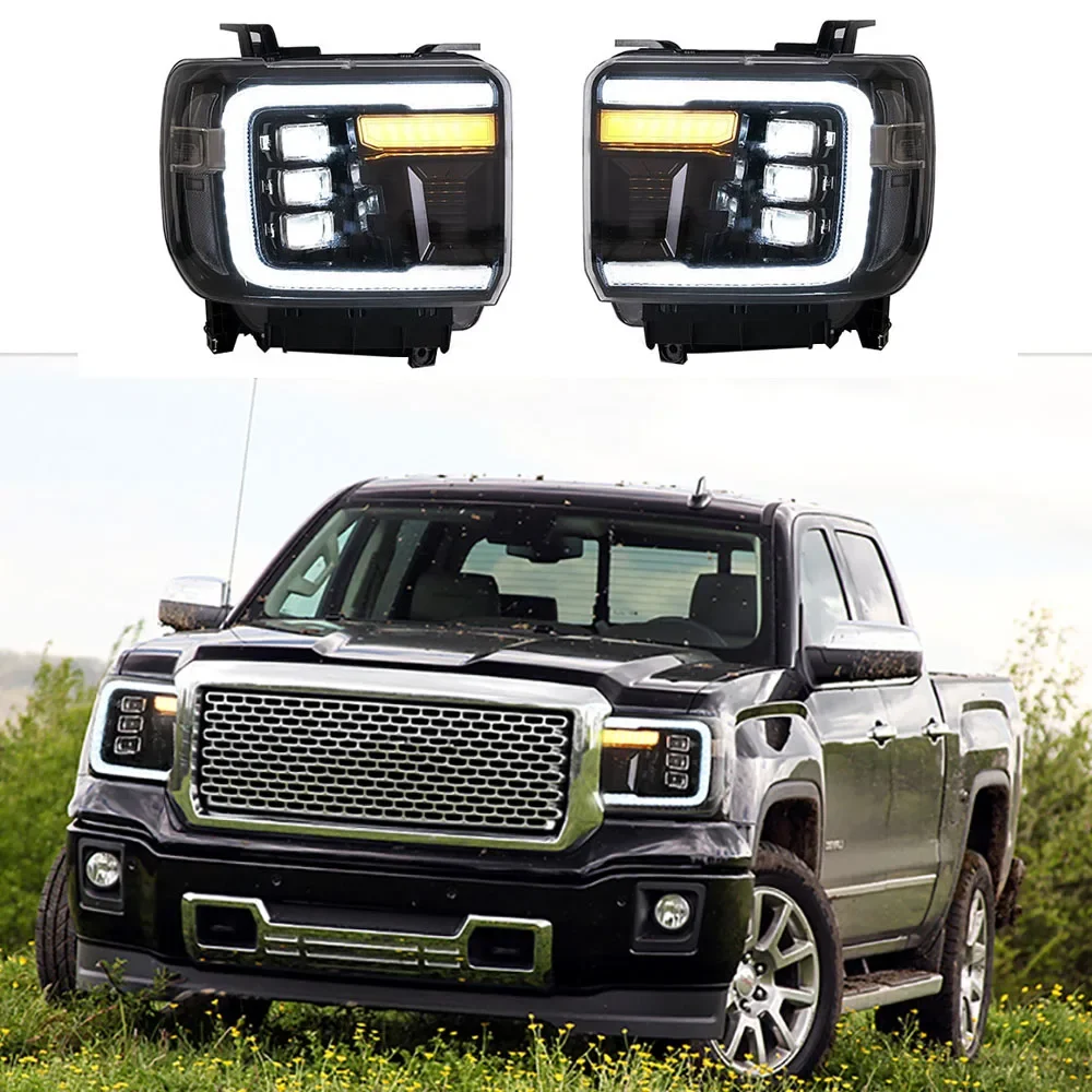 Modified Pickup Full Led Head Lamp 2014 2015 2016 2017 2018 Fit For GMC Sierra 1500 Sierra 2500HD 3500HD Front Headlights