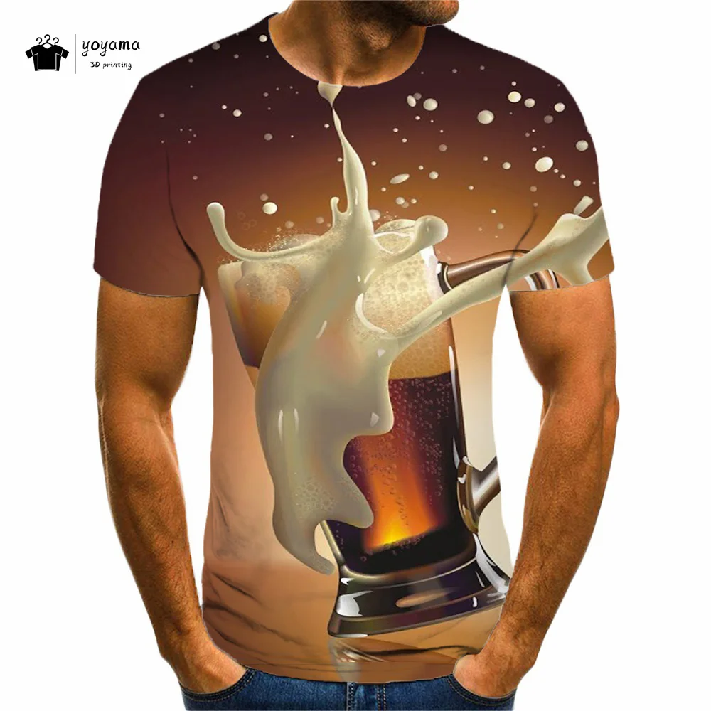 

Fashion Men's T-Shirt 3D Fun Beer Print Short Sleeve T-Shirt Loose Personalized O Neck Top Summer Men's Street Casual Clothing